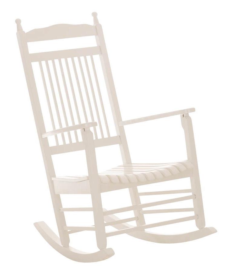 Sedia a Dondolo in Legno ALVA, in colore Bianco, Bellissimo Design, In Stile Rétro