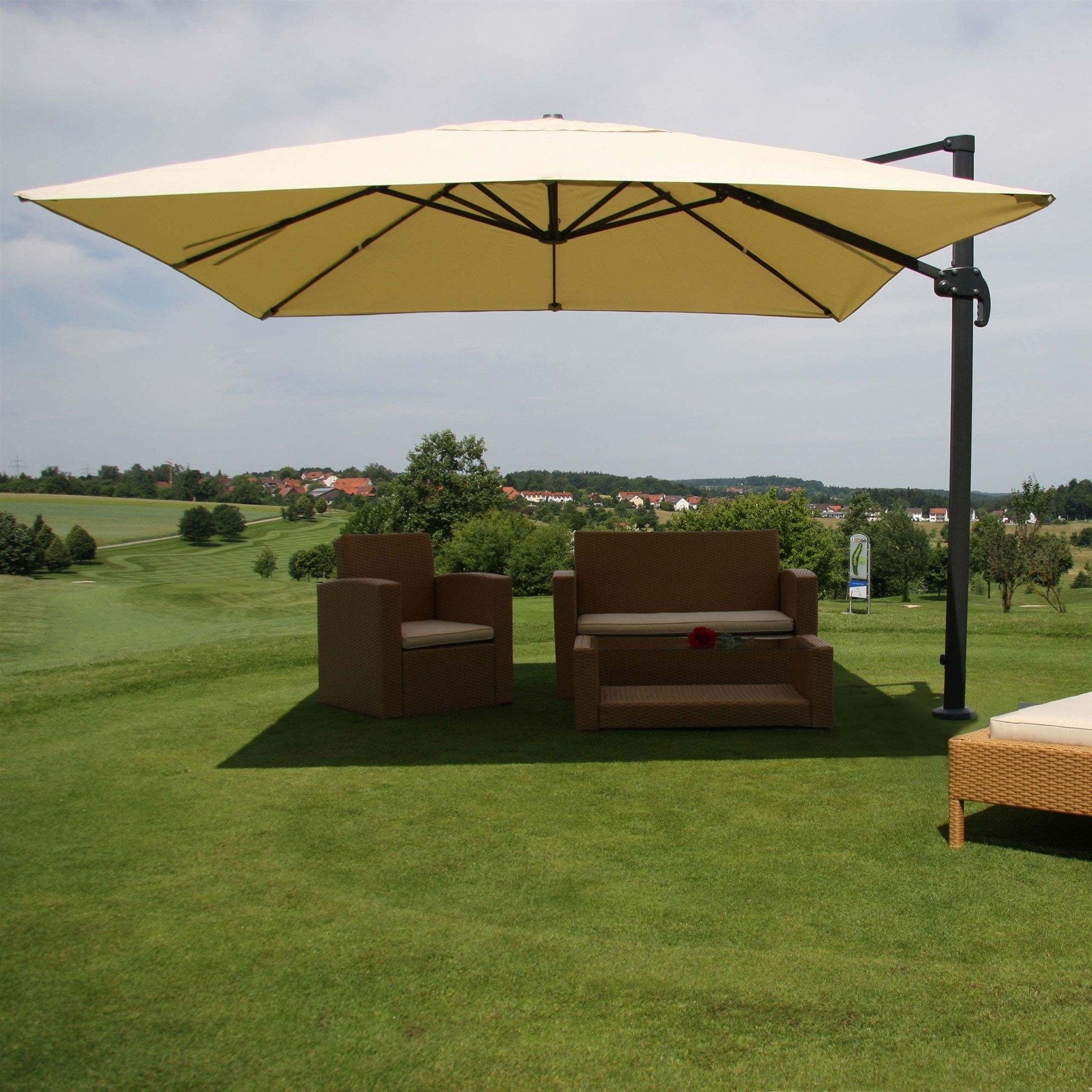 COSTWAY Ombrellone da Giardino Quadrato 245 cm, Rotazione a 360°, 5 Posizioni di Inclinazione Regolabili, 8 Stecche, Manovella, Anti-UV, Impermeabile, per Terrazzo, Balcone e Piscina (Rosso